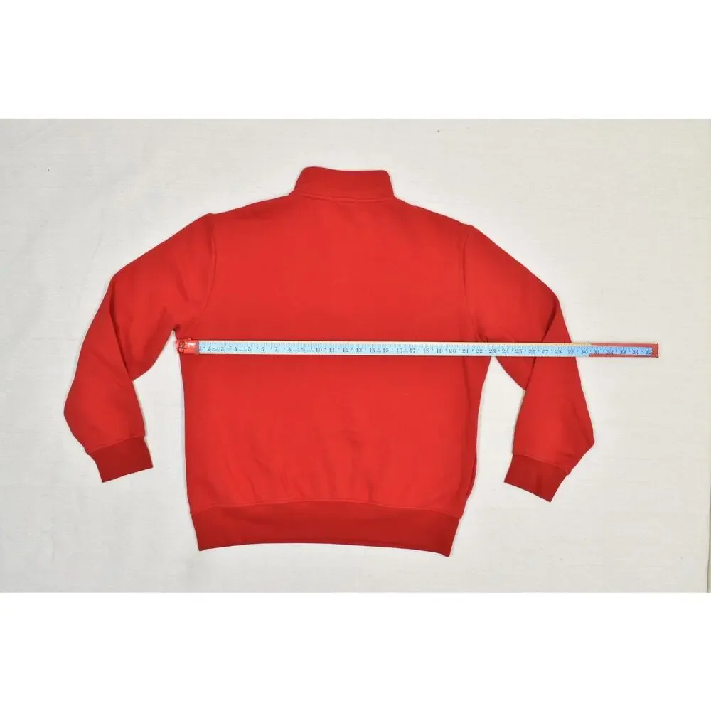 Polo Ralph Lauren Men's Large Red 1/4 Zip Pullover Fleece Sweatshirt Blue Pony L